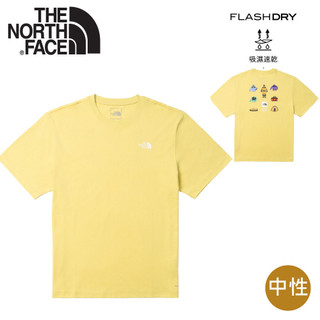 【The North Face 美國 中性 (60週年裝備)排汗快乾短T AP《芥末黃》】8GVU/吸濕排汗/圓領/運動