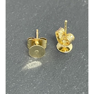 316鋼鍍金 平頭針 耳針含扣（2只）5mm 3mm醫療鋼 耳釘 耳針 飾品配件 手作材料 DIY 不鏽鋼耳針 耳塞