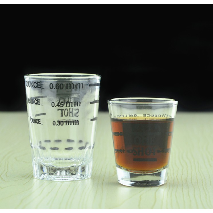 gogoven 盎司杯 雙杯量 玻璃量杯 濃縮咖啡杯 帶刻度 量酒器 加厚 30 / 60ml