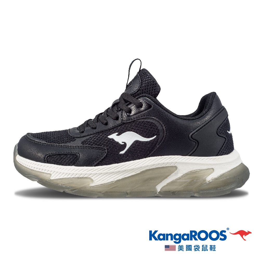 KangaROOS 美國袋鼠鞋 女 FLASH 輕盈透氣 抓地緩震 寬楦 慢跑鞋 (黑/白-KW21450)