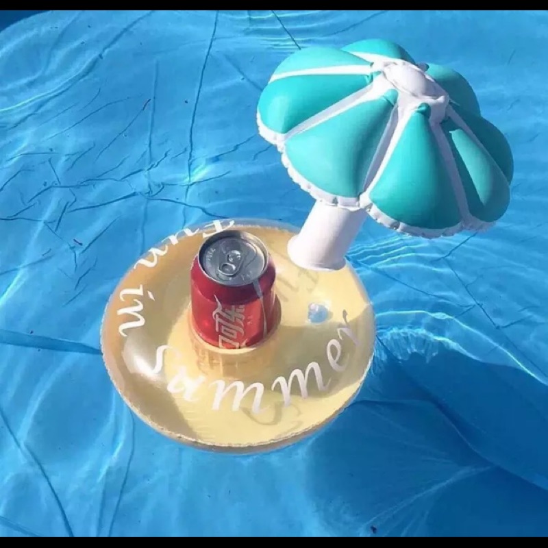 ⛱️（現貨）充氣杯座 杯架 遮陽傘 藍綠、紅色 飲料座 蘑菇充氣杯座泳圈