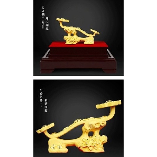 金光貴氣金如意 時尚黃金飾品擺件-絨金擺飾 富貴如意 玻璃框擺飾 祝賀禮 居家財位 辦公室 招財開運喜氣財氣 事事如意