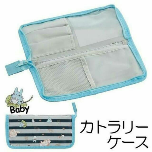 日本正版  宮崎駿 龍貓 TOTORO 不織布嬰兒餐具收納包