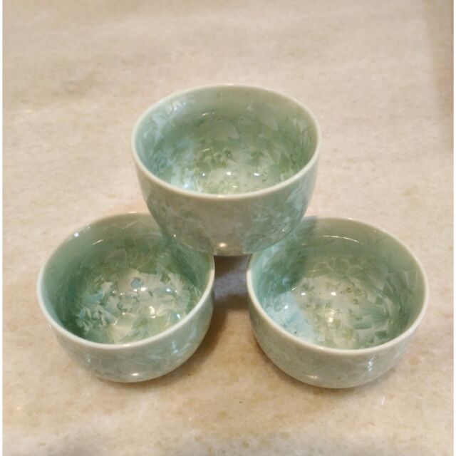 (老件精品收藏) 絕版經典 手工結晶釉 雪花釉 老件品茗杯 茶杯  (3 杯 1組)~特價