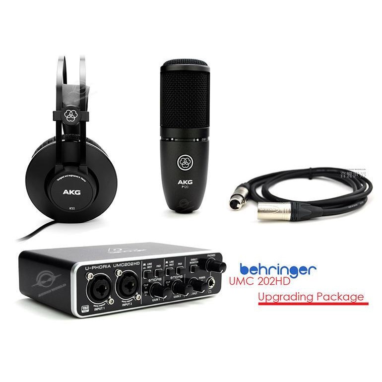 BEHRINGER UMC202HD 錄音介面《快速上手組合》含AKG P120電容麥克風/K52耳機【音響世界】