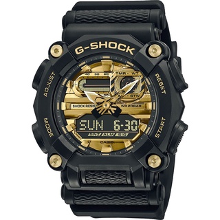 【聊聊私訊甜甜價】CASIO卡西歐GA-900AG-1A/G-SHOCK系列工業機械風雙顯腕錶黑金49.5mm