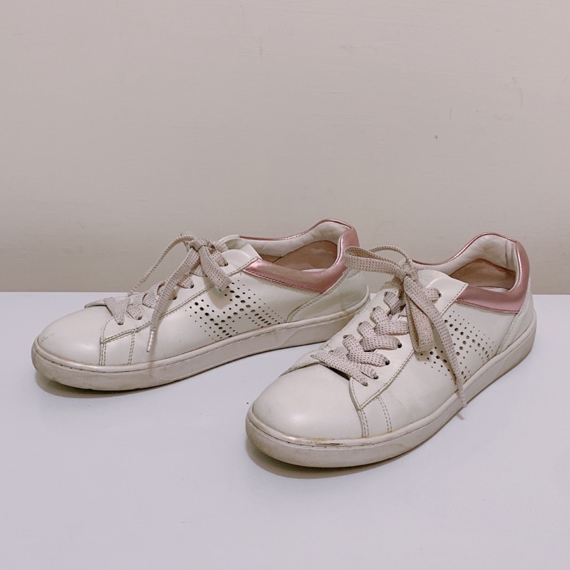 七成新 Hogan 白色 粉色 低調奢華 布鞋 個性時尚風 女球鞋 休閒鞋 平底鞋 布鞋 厚底鞋 38號