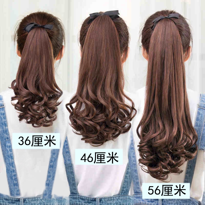 髮現美麗假發馬尾卷發短款假發馬尾女辮中長款內扣逼真綁帶式梨花卷自然卷hfl 491 蝦皮購物