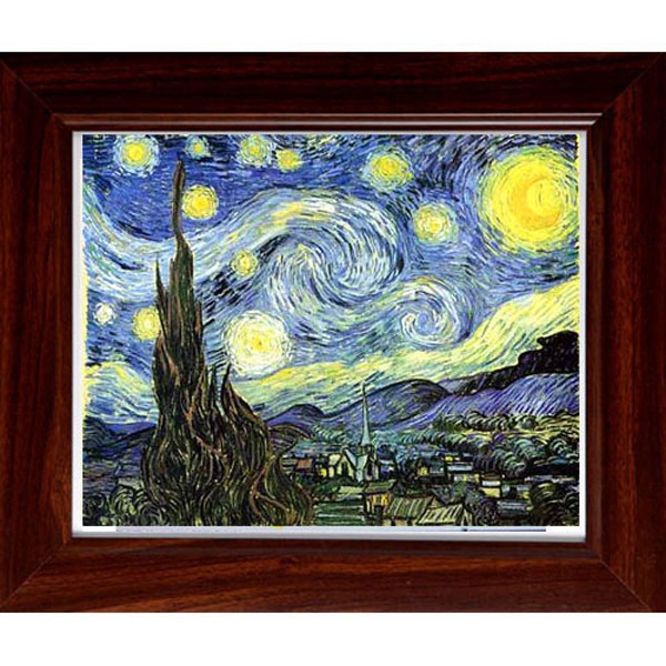 開運陶源 星月夜 星空  梵谷Vincent Van Gogh 世界名畫 掛畫 複製畫 壁飾  38x32cm