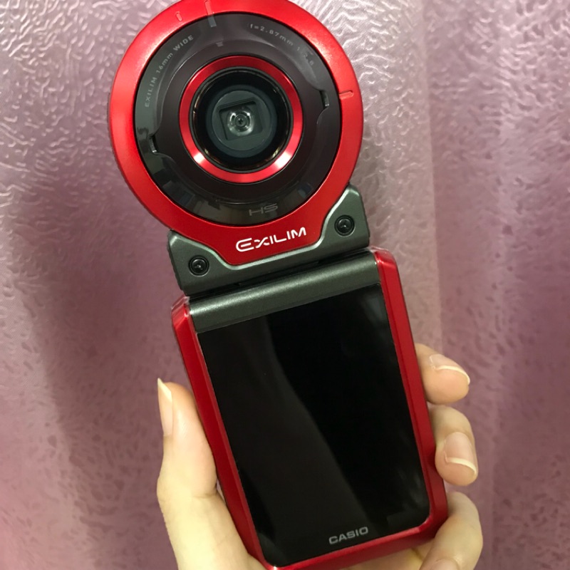 紅色CASIO FR100自拍神器-美肌相機-超廣角-可議價