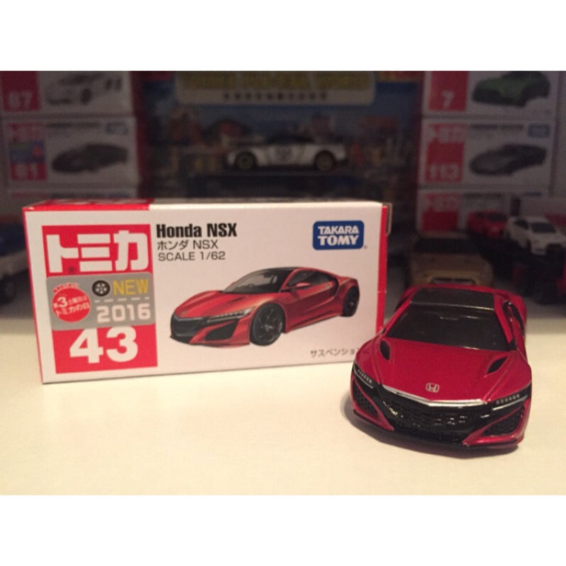多美小汽車 TOMICA NO.43 本田 Honda NSX 紅色 超跑 跑車 絕版 2016 新車貼 一般款 盒損
