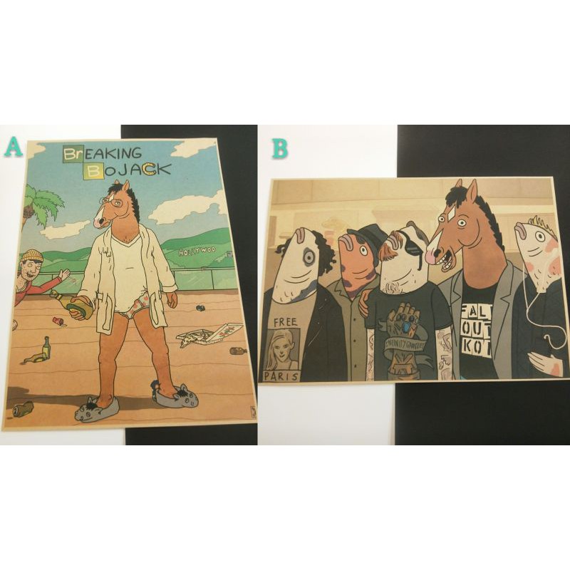 BoJack Horseman 馬男波傑克 動畫 復古 A3 牛皮紙 牛皮海報 卡通  裝飾 壁紙 海報