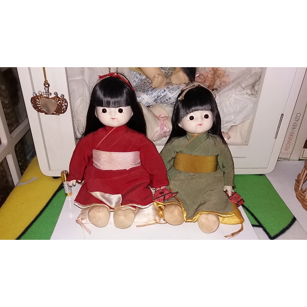 (舊品) 早期日本人形娃娃 一對 (老娃娃/懷舊娃娃/日本娃娃/昭和人形)