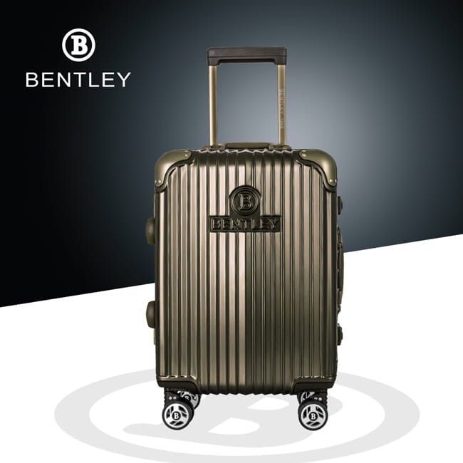 【Bentley 賓利】限量鈦金綠 PC+ABS 升級鋁框拉桿輕量行李箱 (20吋登機箱) 全新品 便宜賣