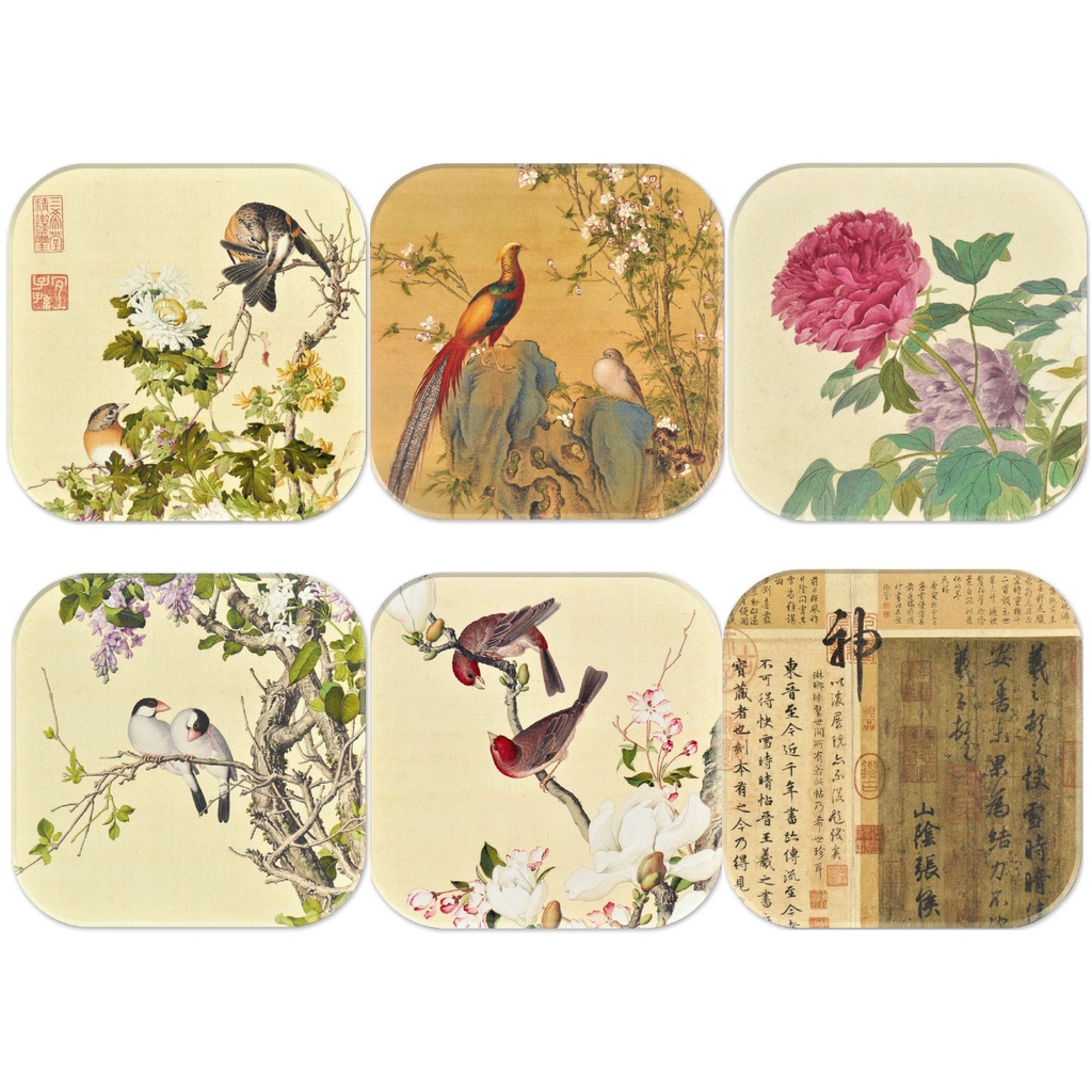 【故宮精品】紫白丁香/畫錦春圖/牡丹/菊花/海棠玉蘭/快雪時晴帖吸水杯墊 （方型）／陶瓷杯墊 故宮文創｜官方旗艦店