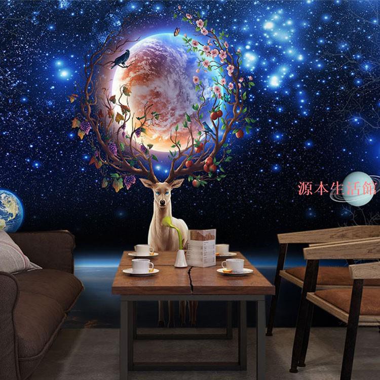 源本生活 3d立體夢幻星球壁紙銀河宇宙臥室客廳背景壁畫星空天花板裝飾墻紙 蝦皮購物