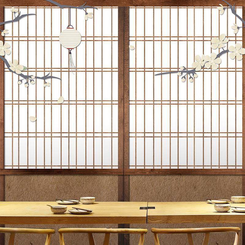 日式復古推拉格子門墻紙和風榻榻米居酒屋3d立體仿真屏風定制壁紙 蝦皮購物