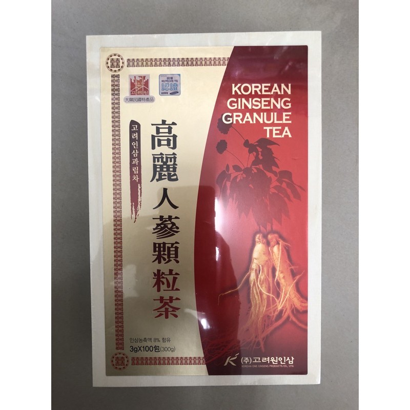 韓國 Korea one 高麗紅蔘茶包 盒裝3gx50包入 人蔘顆粒茶