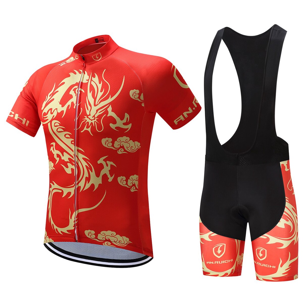 全新中國龍圖騰夏季騎行服穿山地自行車穿自行車衣服