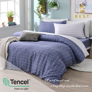 【BEST寢飾】一粒落塵-藍 100%純天絲床包枕套組 兩用被床包組 單人 雙人 加大 特大TENCEL [現貨]