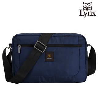 【Lynx】美國山貓旅行休閒多隔層機能橫式側背包布包(深藍色) LY39-2N72-39