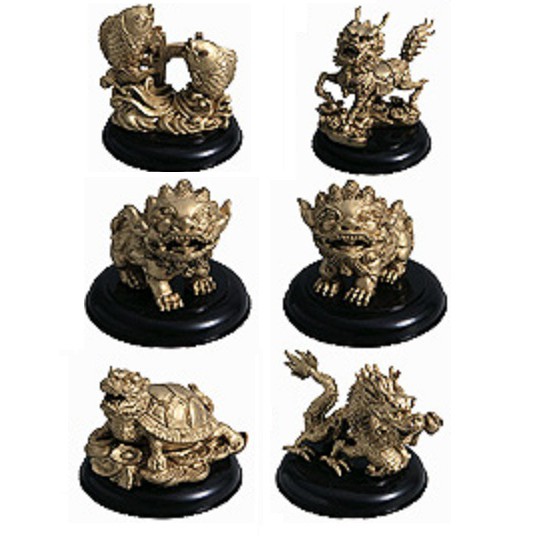 出清小舖 現貨yujin 轉蛋扭蛋中國風水根付吊飾金色六款龍龜昇鯉騰雲麒麟獅子雄師子雌風水龍 蝦皮購物