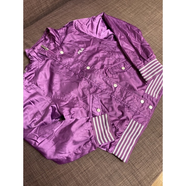 （二手）FILA兒童外套 紫色防風金蔥外套130cm