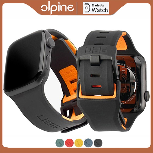 適用於Apple Watch Ultra/8代/7代美國潮牌雙色運動錶帶 iWatch123456不鏽鋼特製錶扣矽膠錶帶