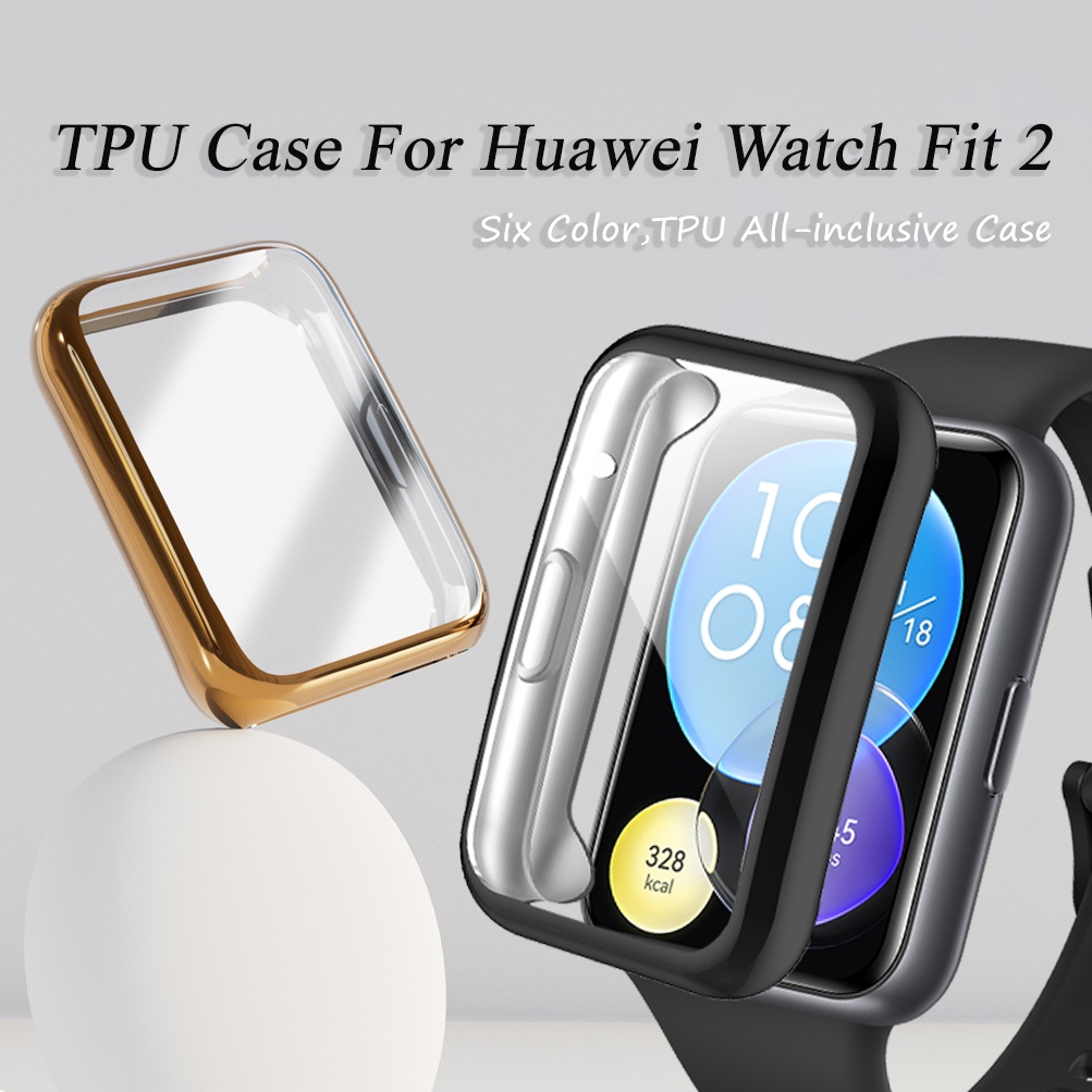 適用於華為 Watch fit 2 屏幕保護膜的電鍍外殼柔軟超薄 TPU 外殼透明保護殼華為手錶 fit2 錶殼智能手錶
