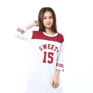 UP Sweety 15AW 拼接七分袖長版TEE SWEETY COLLEGE / FOOTBALL DRESS