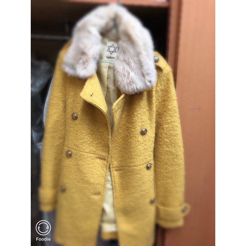 短版大衣-鵝黃色、保暖、好搭配