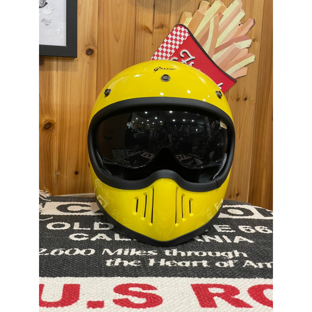 (Gallop)台灣製造 全罩式安全帽 M2-黃色 山車帽 內附視鏡 內裝舒適 全可拆卸 可換內視鏡 S~2XL