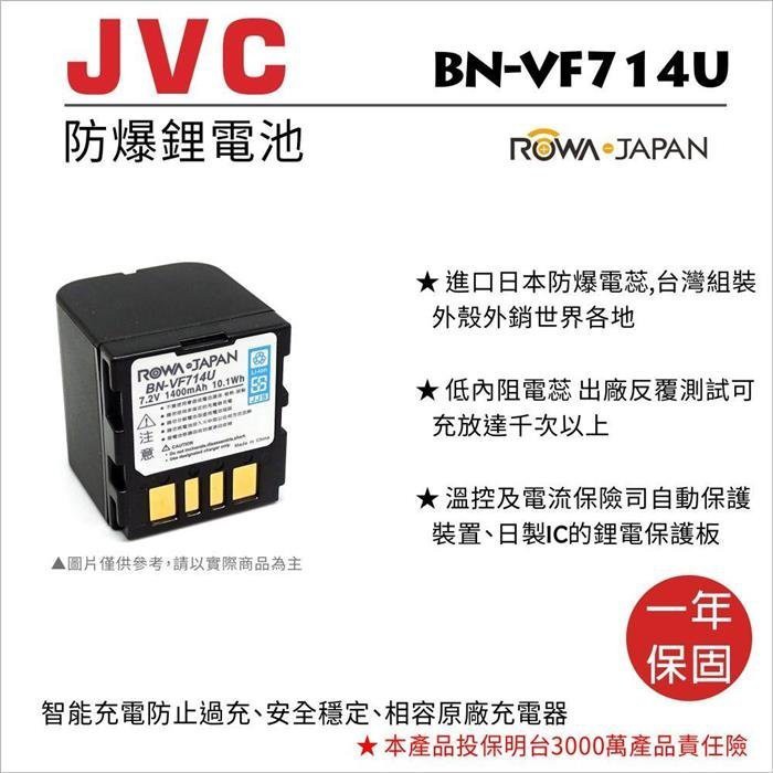 批發王@樂華 FOR Jvc BN-VF714U 相機電池 鋰電池 防爆 原廠充電器可充 保固一年