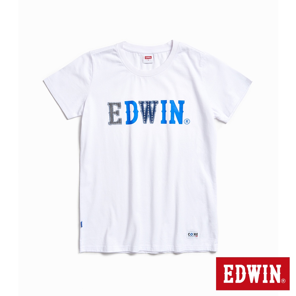 EDWIN 再生系列 CORE回收布LOGO短袖T恤(白色)-女款
