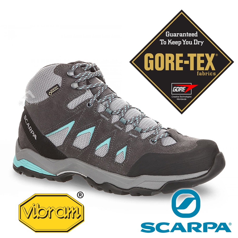 零碼【Scarpa】MORAINE女中筒多功能GTX健行鞋『中灰/暴風灰/潟湖綠』63064 登山鞋.皮革.防水.健行