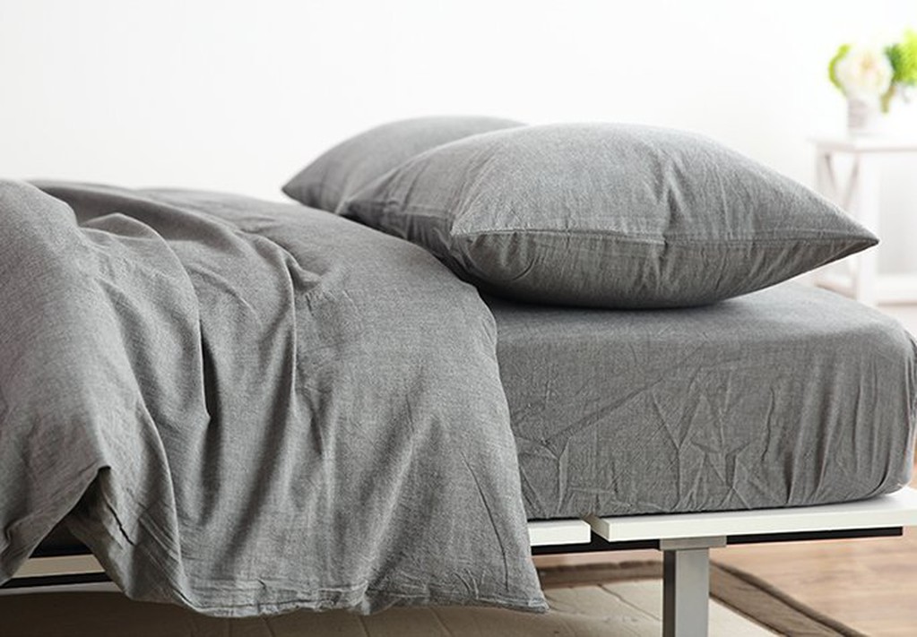 日式水洗棉系列~MUJI無印良品風 純棉簡約深灰色純色雙人床包被套4件組- 吸汗/透氣/舒適~PicHome 挑 家居