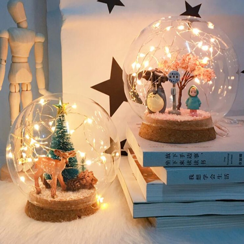 玻璃球小夜燈水晶球情人節禮物七夕生日禮物禮品檯燈小夜燈diy小夜燈無臉男宮崎駿玻璃球 蝦皮購物