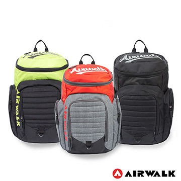 【鞋印良品】AIRWALK 掀蓋式輕量尼龍登山後背包 電腦後背包 書包 A6353220 黑綠71 黑灰20 灰紅51