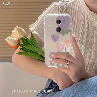 適用于HTC U11+手機殼新款溫柔甜美文藝高級感顯白耐臟紫色郁金香