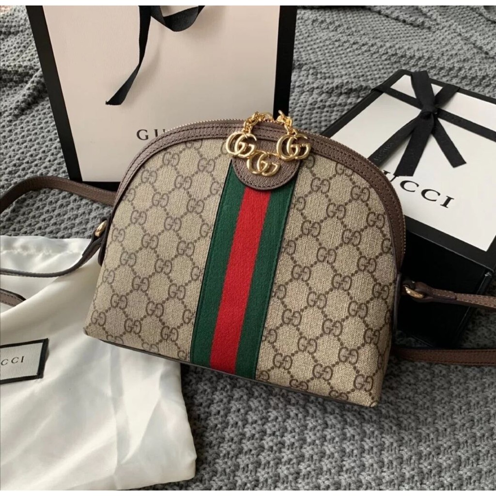 二手GUCCI 古馳499621 GG Ophidia Supreme 小款斜背貝殼包蔡依琳 蝦皮購物