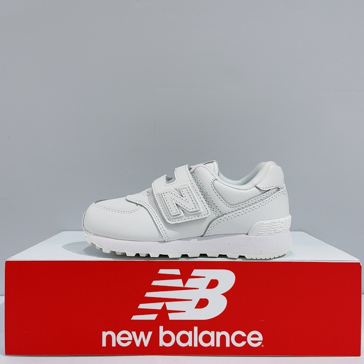 New Balance 574 中童 全白 皮革 魔鬼氈 復古 運動 休閒鞋 YV574ERM