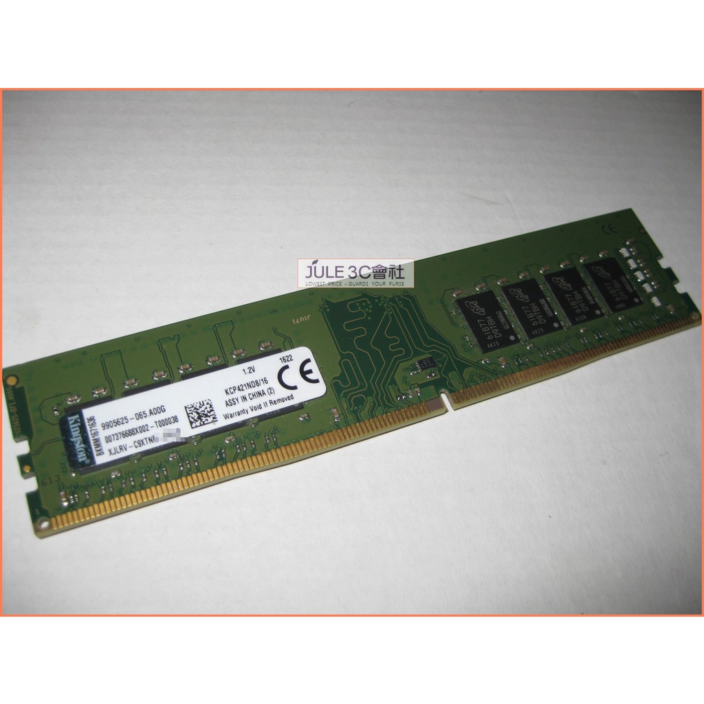 JULE 3C會社-金士頓 DDR4 2133 16GB 16G 雙面/KCP421ND8/16/終保/桌上型 記憶體