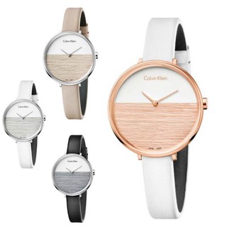 Calvin Klein CK Rise 晨曦地平線雙色 女生皮錶-36MM【Watch On-line Store 】