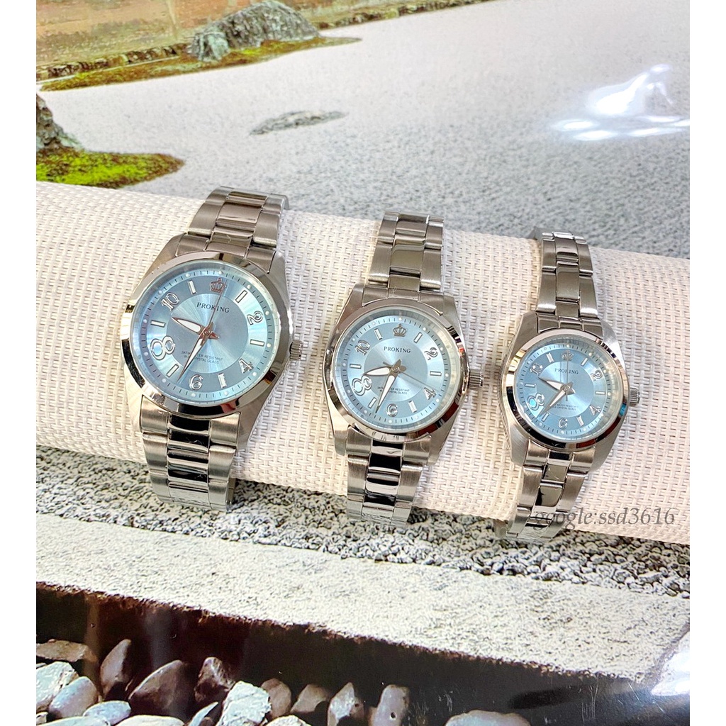 地球儀鐘錶 PROKING皇冠錶 日本機芯台灣品牌 品質優 女錶/粉彩面/不鏽鋼錶帶/強化玻璃/多彩可選 2035粉藍