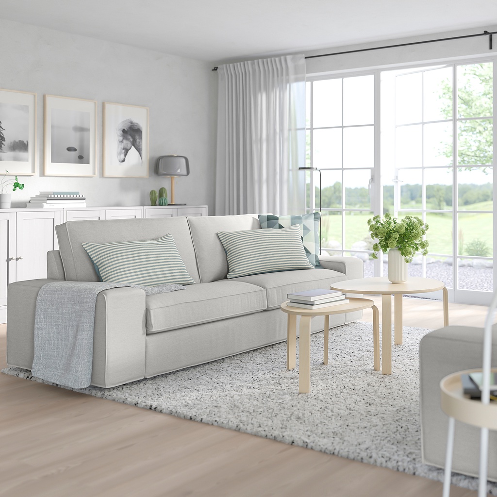 北歐工業LOFT風格IKEA宜家KIVIK三人座沙發/淺灰色/228x95x83/二手八成新/原$17900特$9500