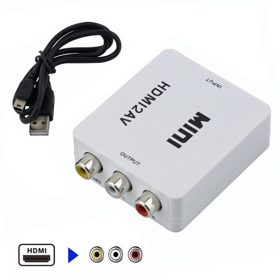 USB供電版 單向 HDMI to AV 影音訊號 轉換器 免設定 數位轉類比 HDMI轉AV 適車用電視傳統電視