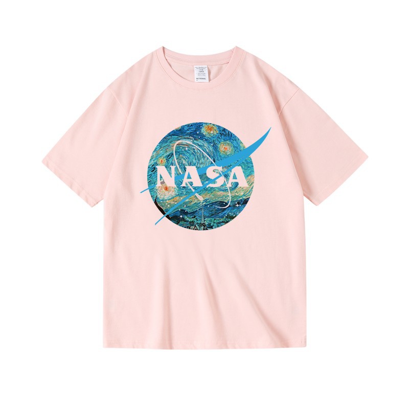 Nasa美國宇航局聯名梵高星空潮牌印花衣服純棉短袖半袖t恤男女夏 蝦皮購物