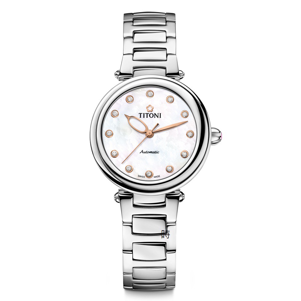 TITONI 梅花錶 時尚快拆 機械錶 珍珠母貝錶盤 23978S-622