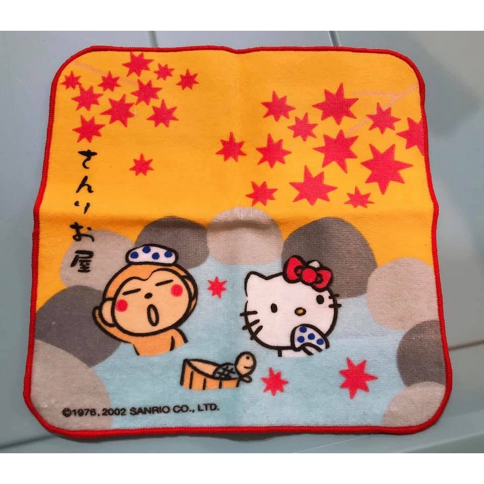收藏品出清 絕版商品 日本進口 HELLO KITTY 超可愛泡溫泉 毛巾。方巾。手帕