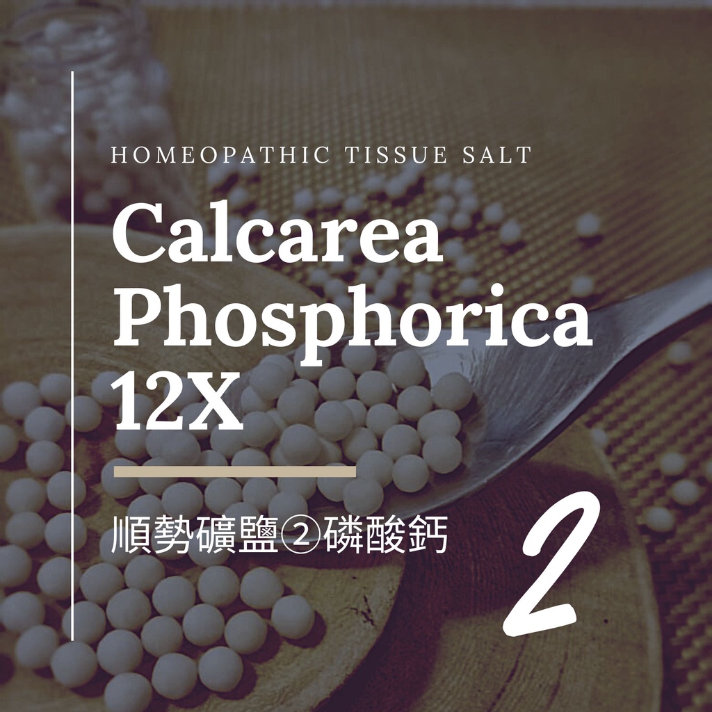 順勢十二組織鹽／礦鹽 Calcarea Phosphorica【②磷酸鈣 12X】Tissue Salt 6克 順勢糖球